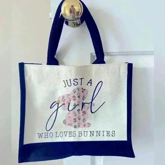 GevGuxLuo Handbags - Canvas Tote Bag, Bunny Design for Bunny Lovers